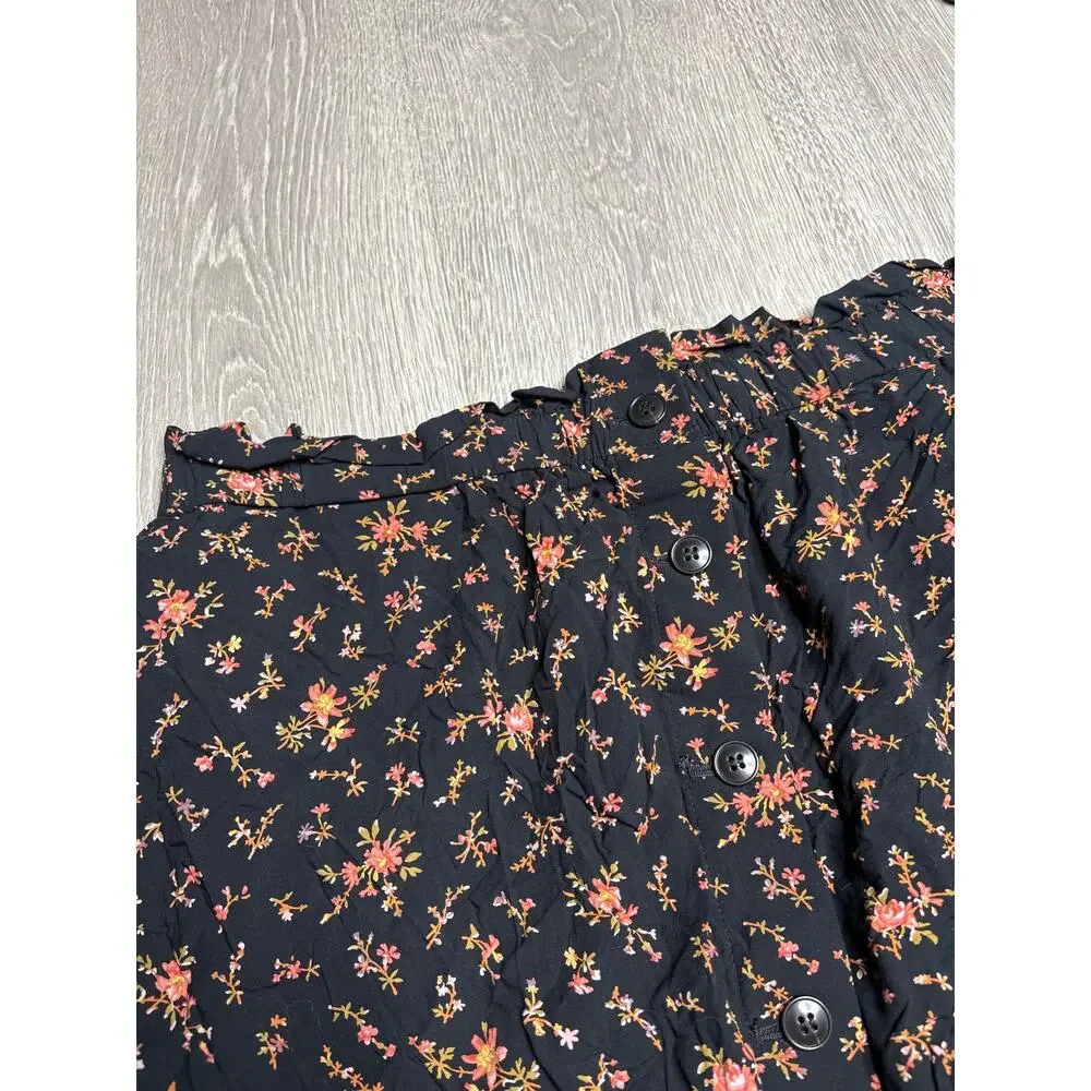 Madewell Floral Paperbag Button Up Mini Skirt XL Black Cottagecore - Picture 3 of 5
